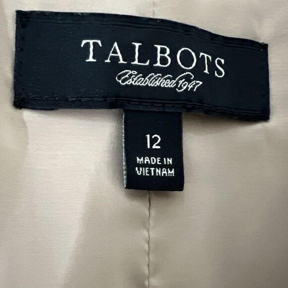 Talbots Jacket Size 12 Khaki Cotton Linen Short Swing Trench Coat - Picture 9 of 10